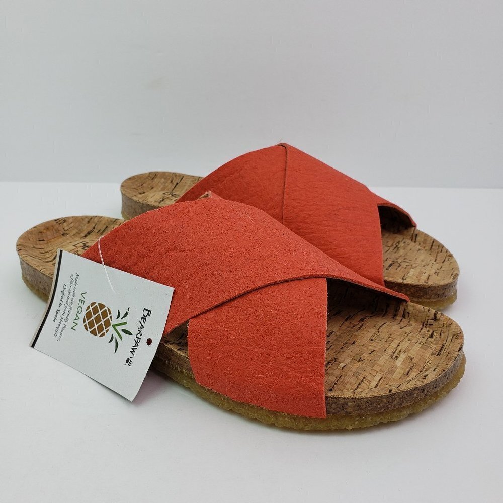 NEW BearPaw Vegan Pina Womens Size 7 Paprika 610 Slip On Footbed Sandals 2432W